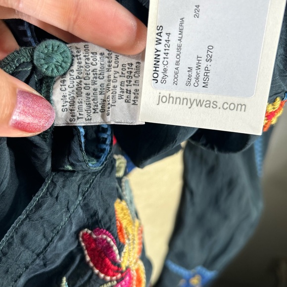 Johnny Was Catina Blouse Almeria in Evergreen Japanese Rayon NWT - Picture 6 of 13